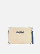 Pouch Parisienne in paglia con ricamo Saint Barth