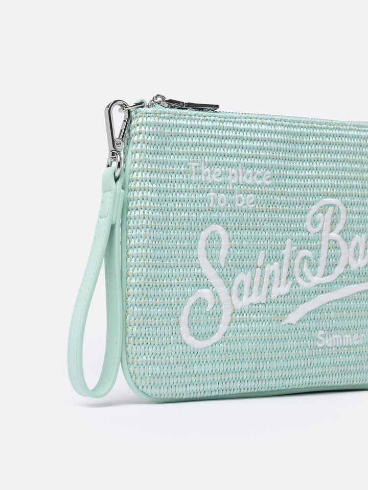 Wassergrüne Parisienne-Strohclutch