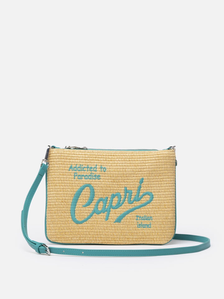 Parisienne Stroh-Clutch mit Capri-Stickerei