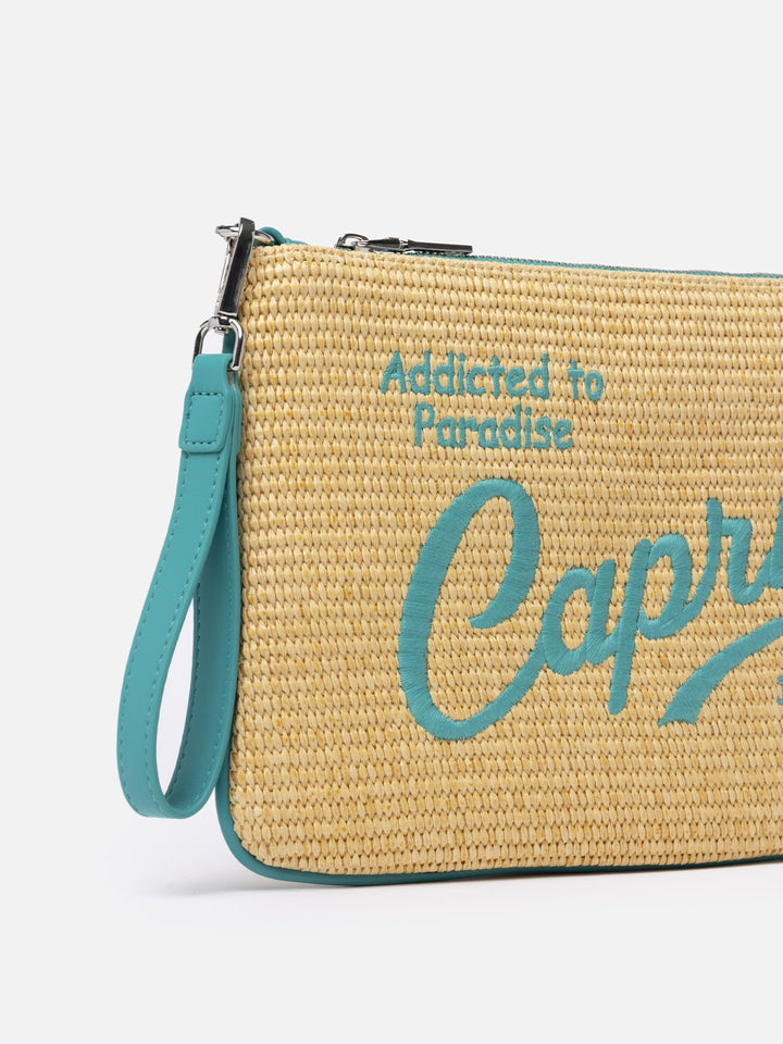 Parisienne Stroh-Clutch mit Capri-Stickerei