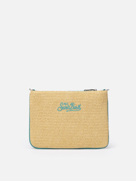 Parisienne Straw pouch bag with Capri embroidery