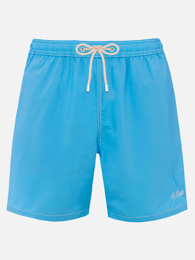 Herren himmelblaue mittellange Badeshorts Patmos