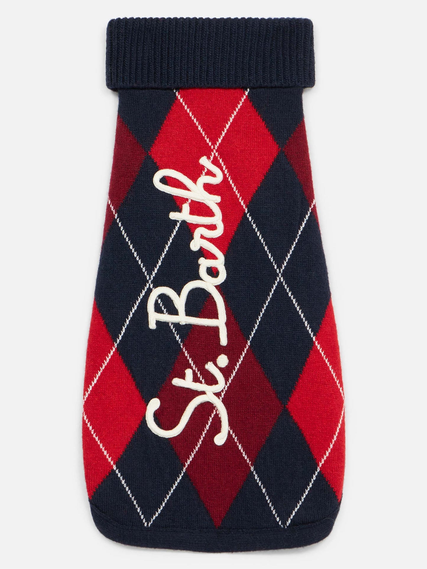 Dog sweater with argyle print
