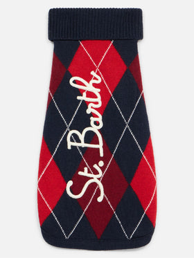 Dog sweater with argyle print