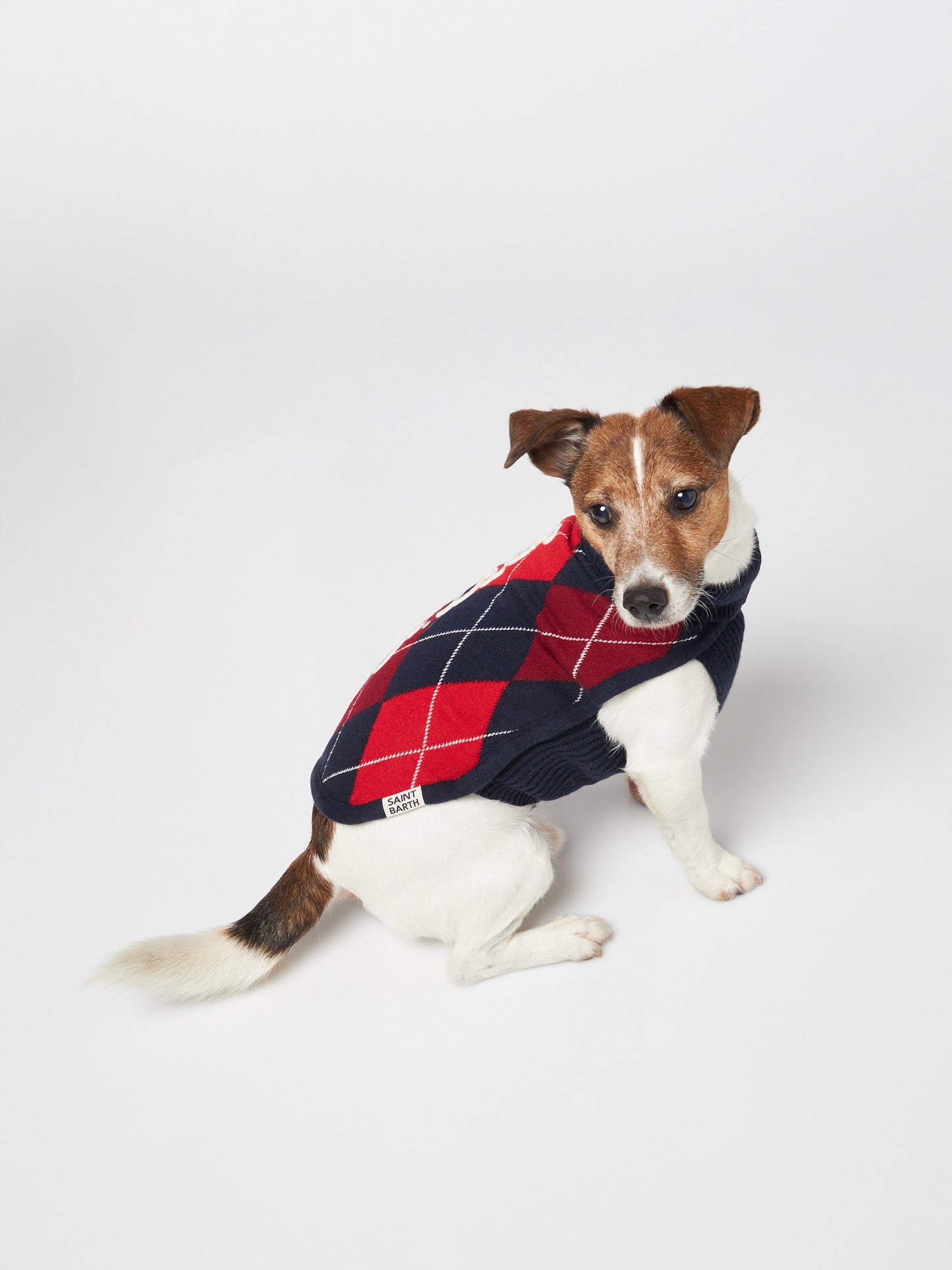 Dog sweater with argyle print