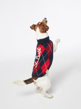 Dog sweater with argyle print