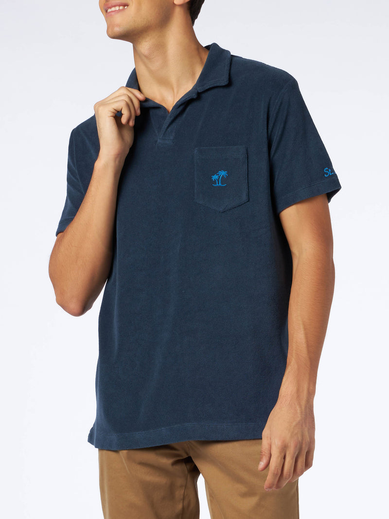 Marineblaues Frottee-Polo für Herren