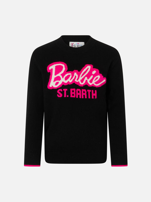 Girl crewneck black sweater with Barbie print | BARBIE SPECIAL EDITION