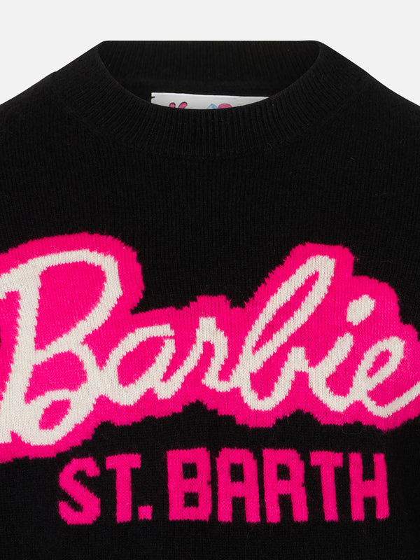 Girl crewneck black sweater with Barbie print | BARBIE SPECIAL EDITION