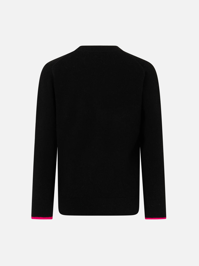 Girl crewneck black sweater with Barbie print | BARBIE SPECIAL EDITION