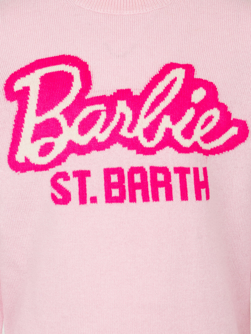 Girl crewneck pink sweater with Barbie print | BARBIE SPECIAL EDITION