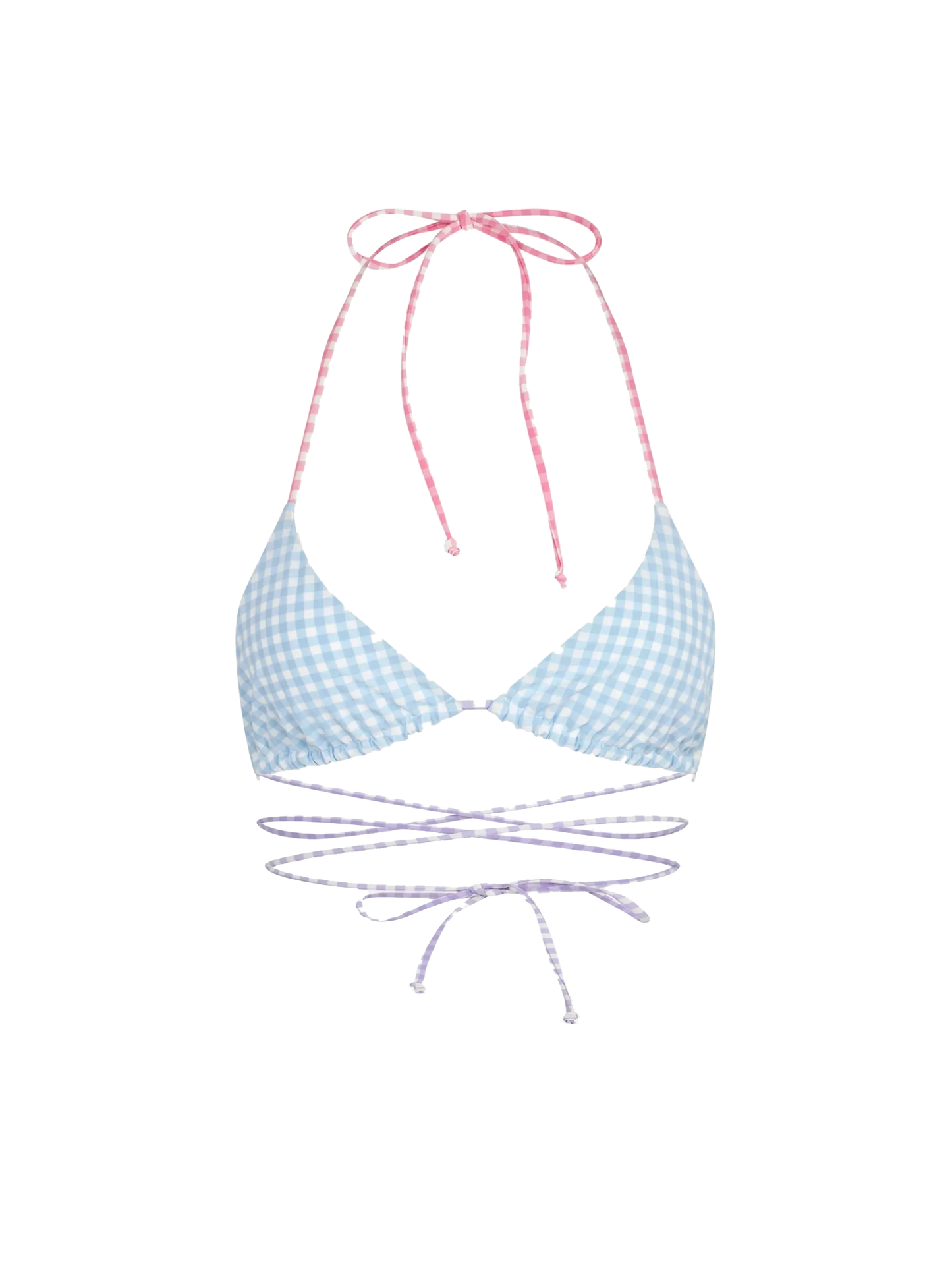 Pastel gingham triangle with long laces - MC2 Saint Barth