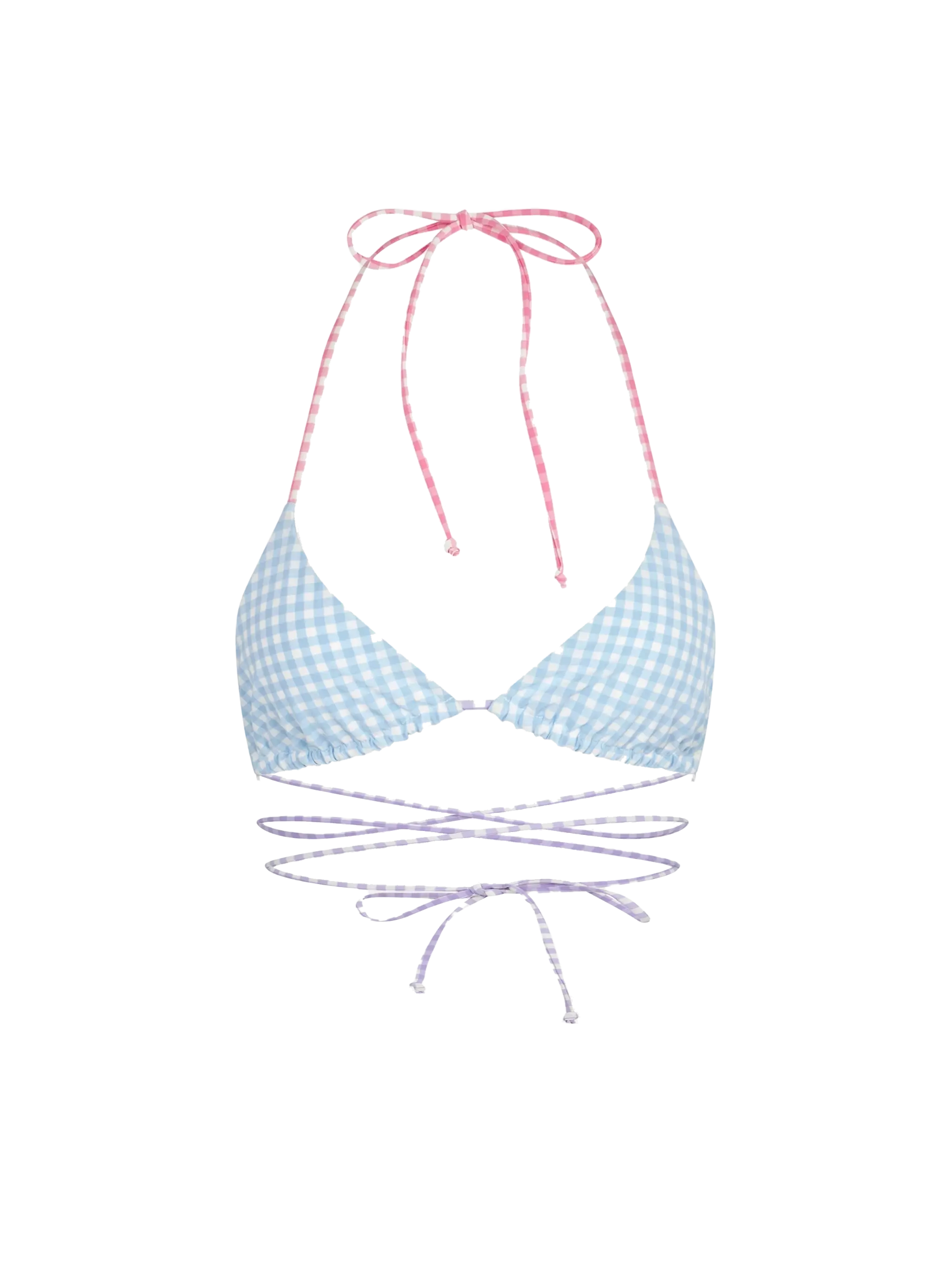 Pastel gingham triangle with long laces - MC2 Saint Barth