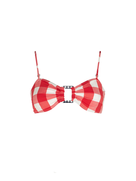 Gingham bralette with squared ring