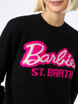 Woman crewneck black sweater with Barbie print | BARBIE SPECIAL EDITION