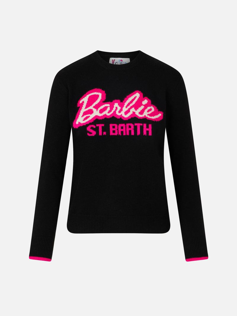 Woman crewneck black sweater with Barbie print | BARBIE SPECIAL EDITION