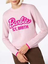 Woman crewneck pink sweater with Barbie print | BARBIE SPECIAL EDITION