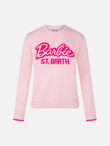 Woman crewneck pink sweater with Barbie print | BARBIE SPECIAL EDITION