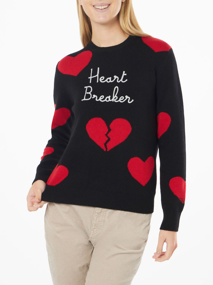 Maglione da donna girocollo con ricamo Heart Breaker