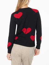 Woman crewneck sweater with Heart Breaker embroidery