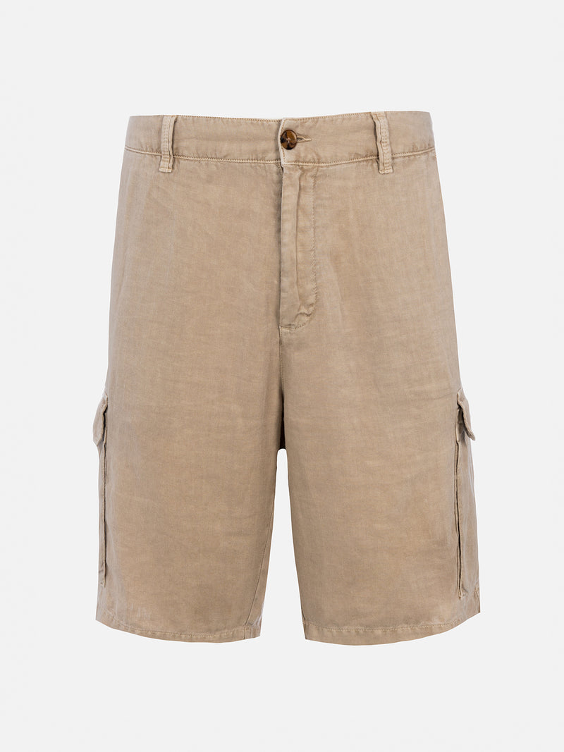 Man beige linen bermuda shorts Rodi