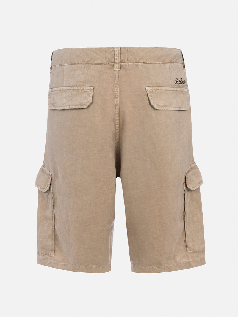 Man beige linen bermuda shorts Rodi