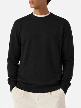 Regent Rundhalspullover aus 100 % schwarzer MERINO WOOL 