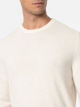 Maglione girocollo in misto cashmere bianco da uomo Regent