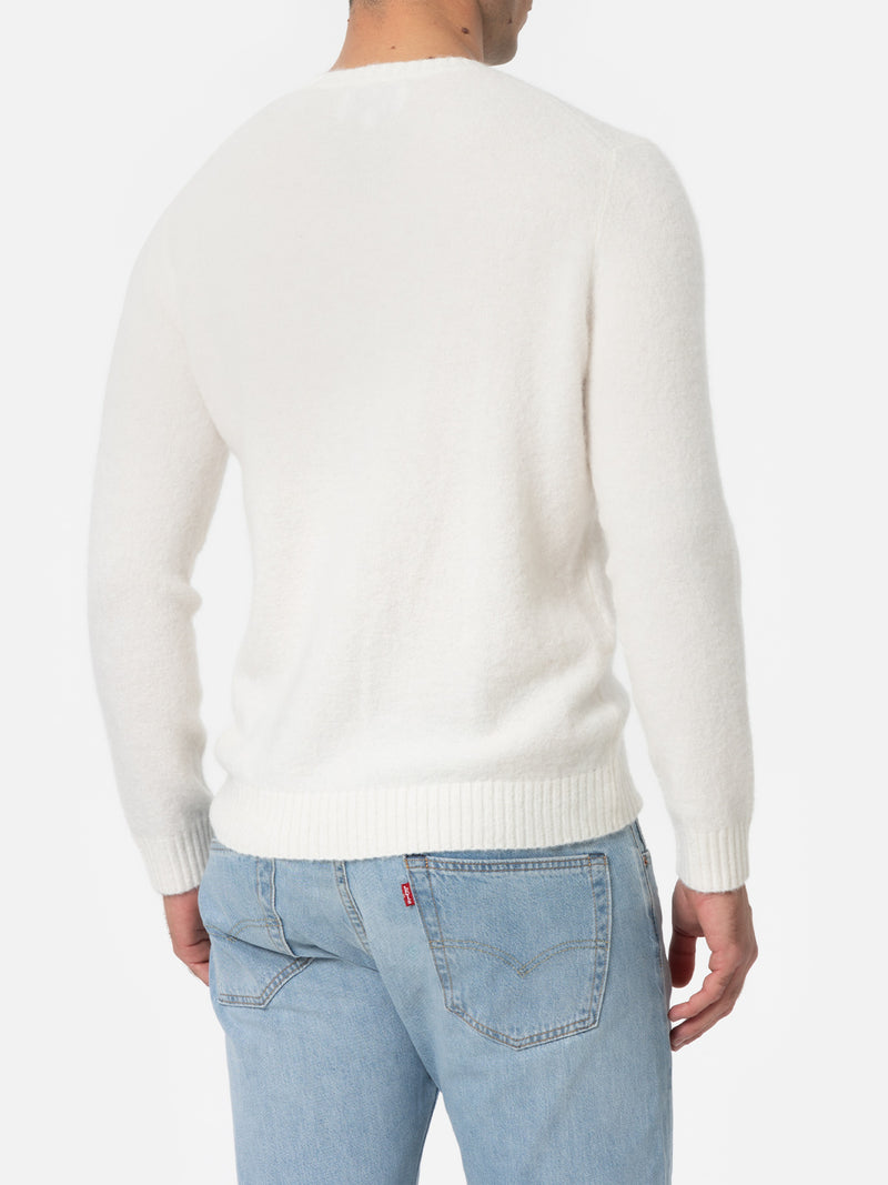 Weißer Rundhals-Stretchpullover für Herren Regent