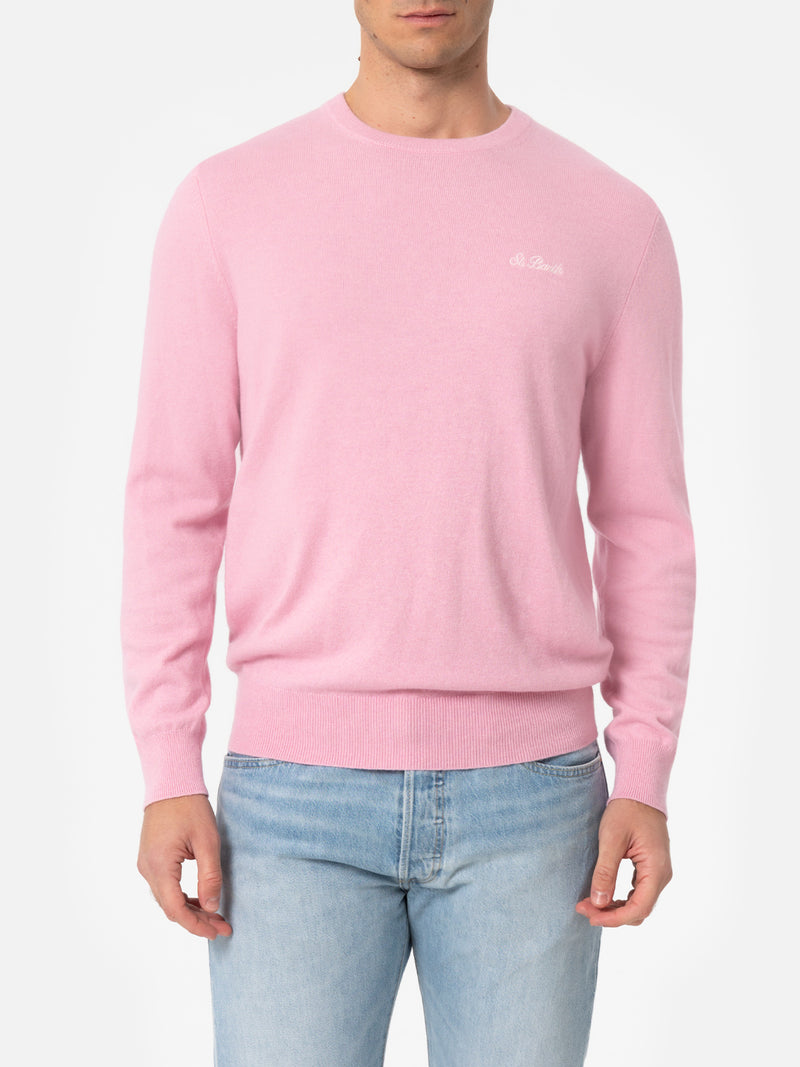 Man pink cashmere blend crewneck sweater Regent