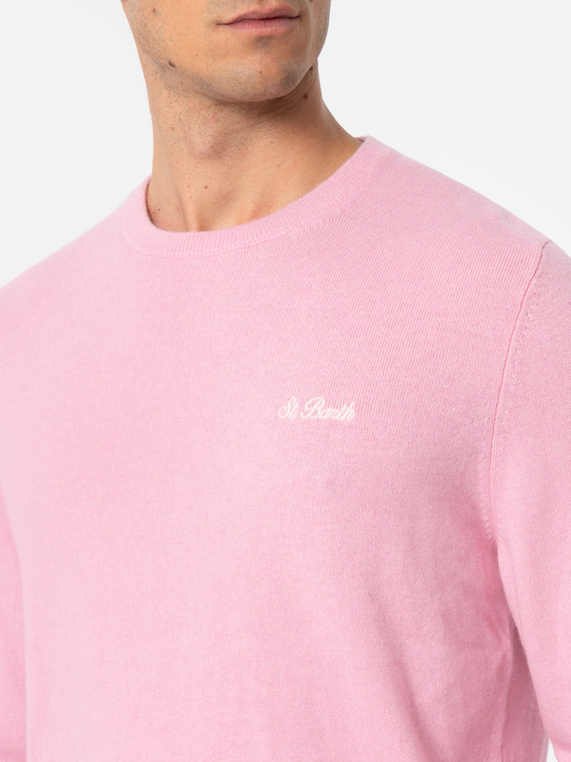 Man pink cashmere blend crewneck sweater Regent