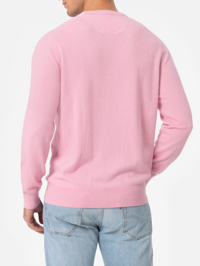 Maglione girocollo in misto cashmere rosa da uomo Regent