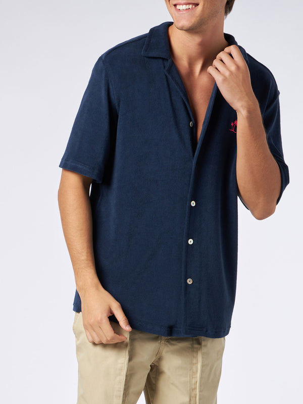 Camicia da uomo in spugna blu navy