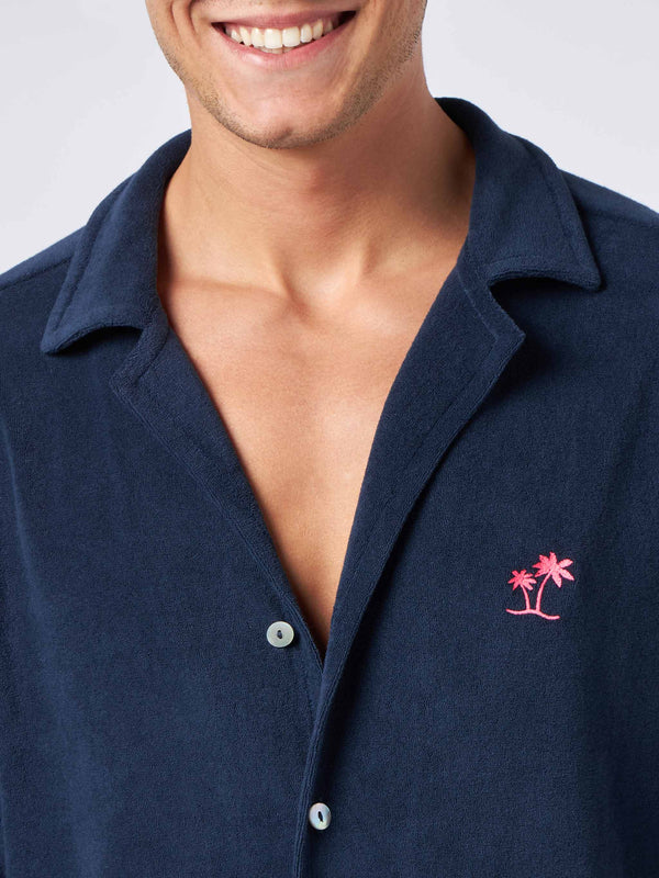 Camicia da uomo in spugna blu navy