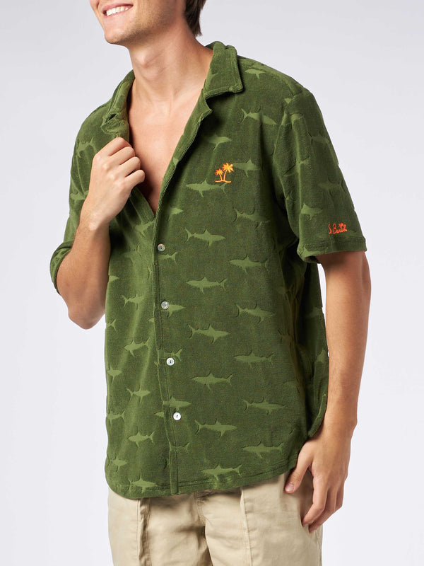 Camicia da uomo in spugna verde militare