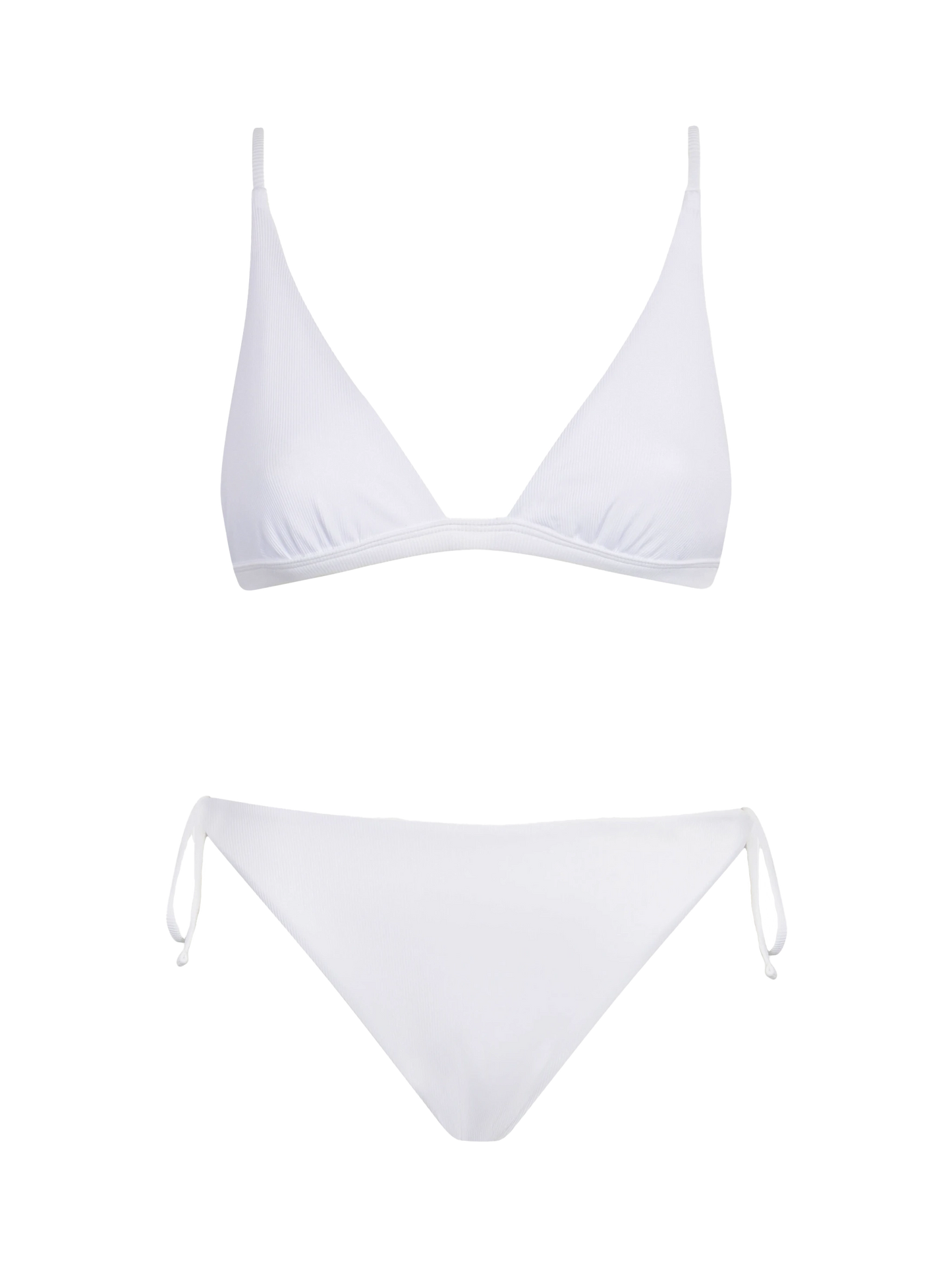 Woman white triangle bikini