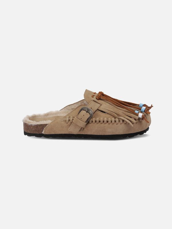 Beige suede clogs Caribe | TAJI SPECIAL EDITION