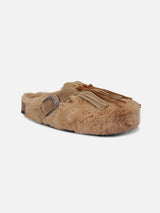 Beige eco-fur clogs Sabot | TAJI SPECIAL EDITION