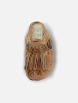 Beige eco-fur clogs Sabot | TAJI SPECIAL EDITION