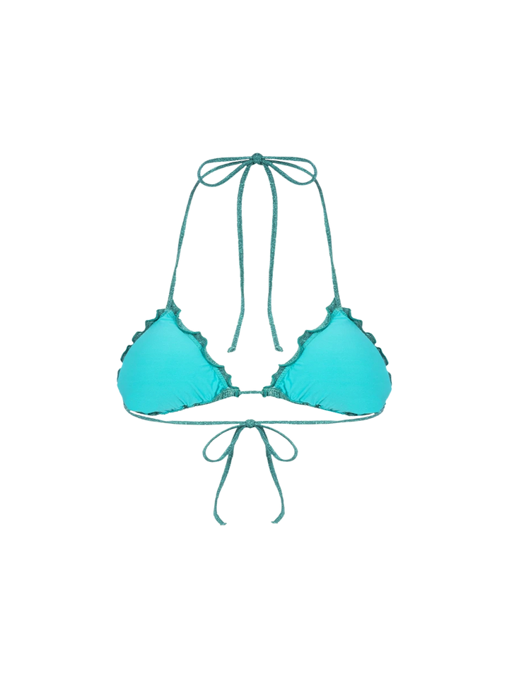 Klassisches Triangel-Strandoberteil aus türkisfarbenem Lurex für Damen, Schütze
