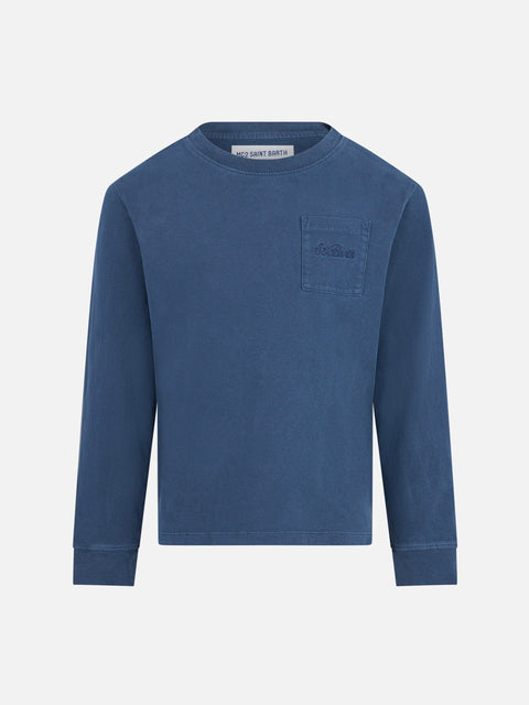 Boy heavy cotton blue t-shirt - MC2 Saint Barth