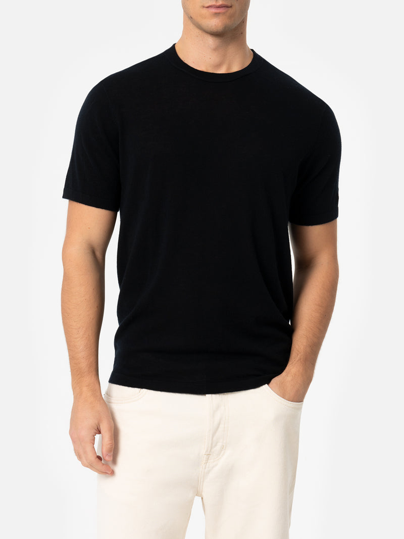 Man black cashmere blend t-shirt Scott