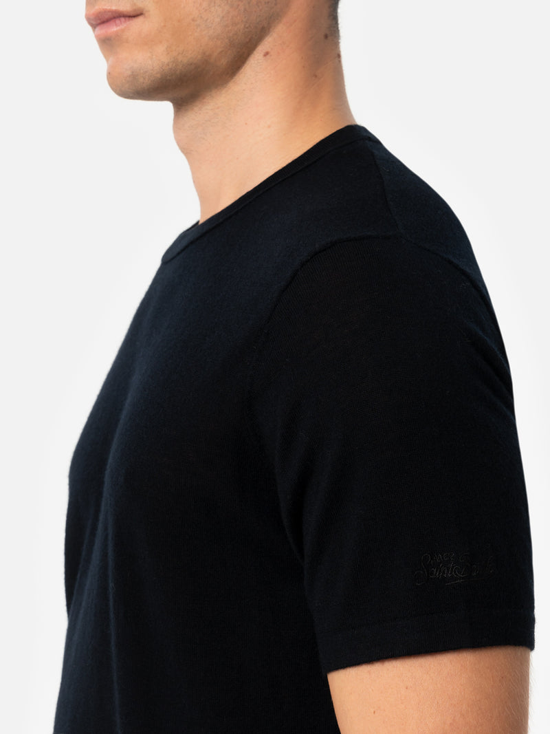 Man black cashmere blend t-shirt Scott