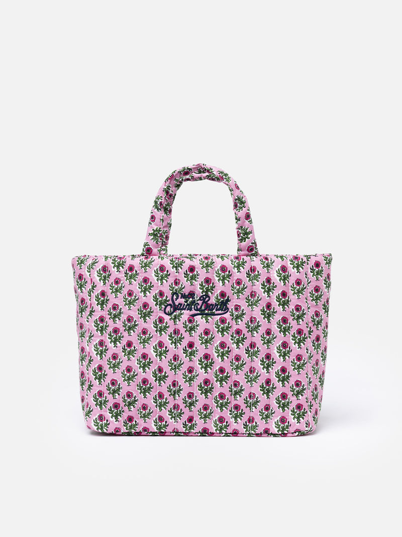 Gesteppte Soft Tote Mid Bag mit rosa Blumenmuster – MC2 Saint Barth