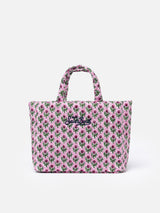 Gesteppte Soft Tote Mid Bag mit rosa Blumenmuster