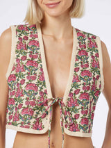 Woman embroidered padded vest