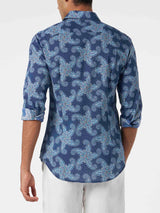 Man muslin cotton Sikelia shirt with paisley star print