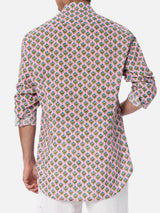 Man muslin cotton shirt Sikelia with radical flower print