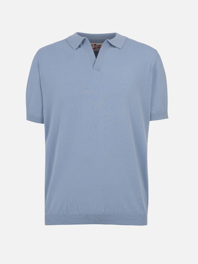 Polo da uomo in maglia azzurra Sloan