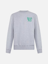 Graues Herren-Sweatshirt mit Rundhalsausschnitt und Saint Barth MC2 Club-Aufdruck